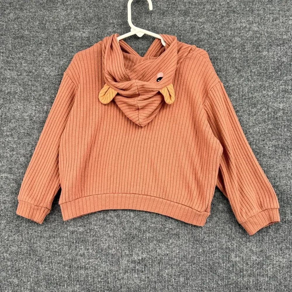 H&M Toddler Girls Knit Teddy Bear Hood Lounge Set Sz 3T Brown Flared Pants Cozy